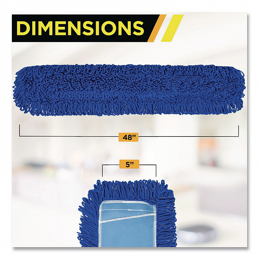 Microfiber Looped Dust Mop Pad Head, 48 x 5, Blue (GRI18248)