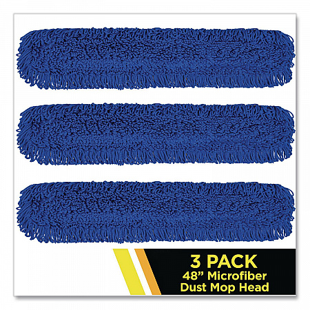 Microfiber Looped Dust Mop Pad Head, 48 x 5, Blue, 3/Pack (GRI182483PK)