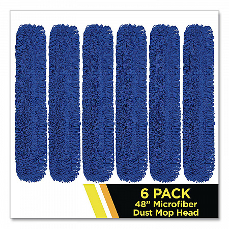 Microfiber Looped Dust Mop Pad Head, 48 x 5, Blue, 6/Pack (GRI182486PK)