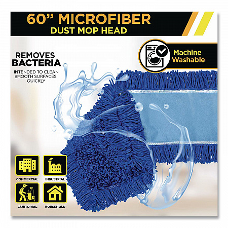 Microfiber Looped Dust Mop Pad Head, 60 x 5, Blue (GRI18260)
