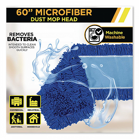 Microfiber Looped Dust Mop Pad Head, 60 x 5, Blue, 3/Pack (GRI182603PK)