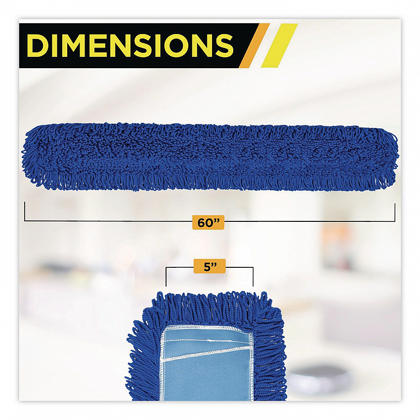 Microfiber Looped Dust Mop Pad Head, 60 x 5, Blue, 3/Pack (GRI182603PK)