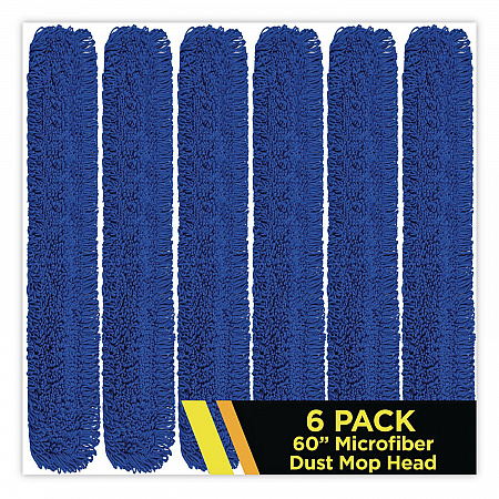 Microfiber Looped Dust Mop Pad Head, 60 x 5, Blue, 6/Pack (GRI182606PK)