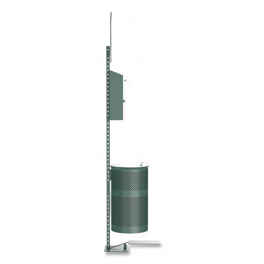 Pet Waste Station Kit with Foot Pedal, Roll Bag Locking Dispenser, 11.5 Gallon Trash Can, Pole, and Glow-in-the-Dark Sign (FLO11RSG)