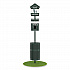 Pet Waste Station Kit with Header Bag Locking Dispenser, 11.5 Gallon Round Lidded Trash Can, Pole, and Glow-in-the-Dark Sign (FLO1HSG)