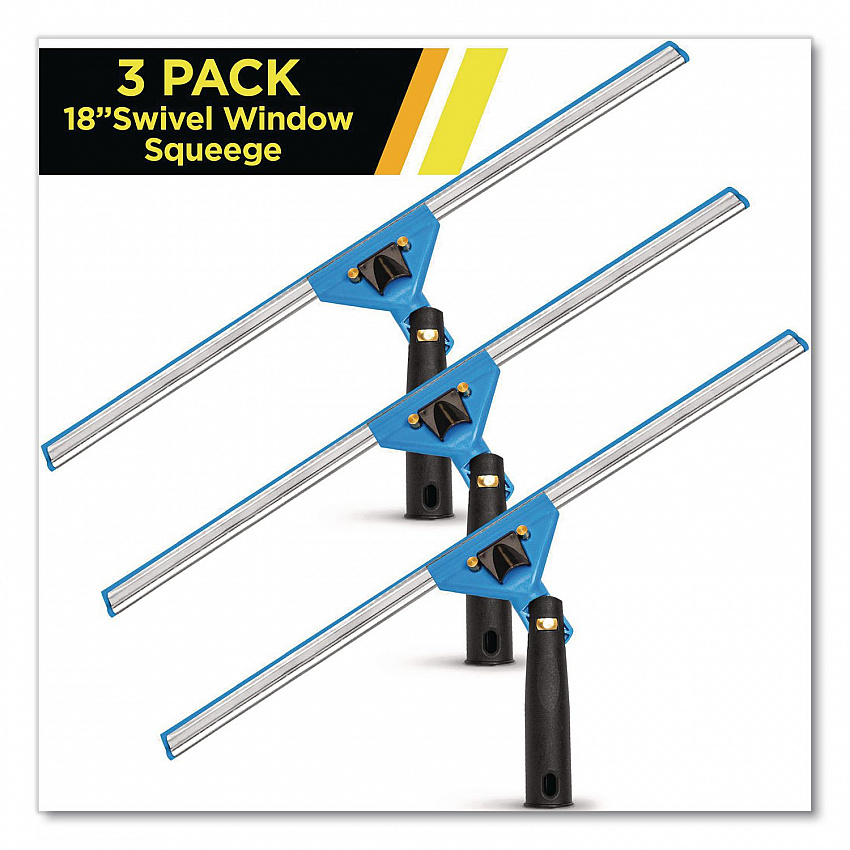 Swivel Window Squeegee with Quick Release, 18" Wide Blade, 3/Pack (GRI129183PK)