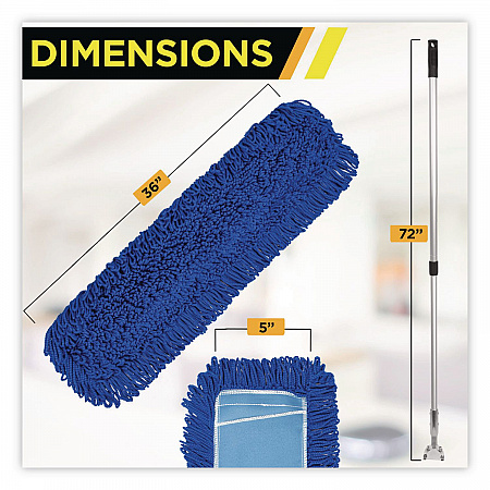 All-In-One Microfiber Dust Mop Set with Telescopic Handle, 36 x 5, Blue Microfiber Head, 40
