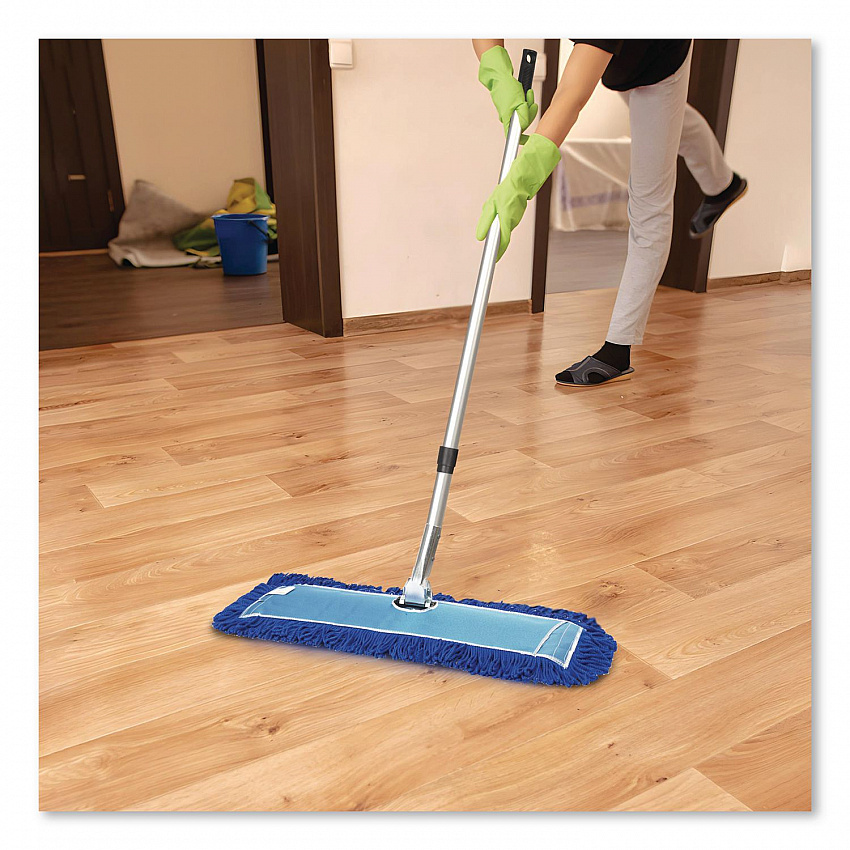 All-In-One Microfiber Dust Mop Set with Telescopic Handle, 36 x 5, Blue Microfiber Head, 40" to 72" Silver Aluminum Handle (GRI17436T)