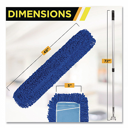 All-In-One Microfiber Dust Mop Set with Telescopic Handle, 48 x 5, Blue Microfiber Head, 72