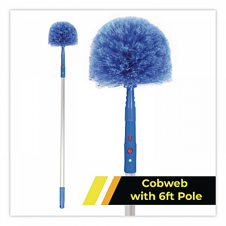 Cobweb/Corner Duster Brush with Telescopic Pole, 3 ft to 6 ft Handle (GRI1026F)