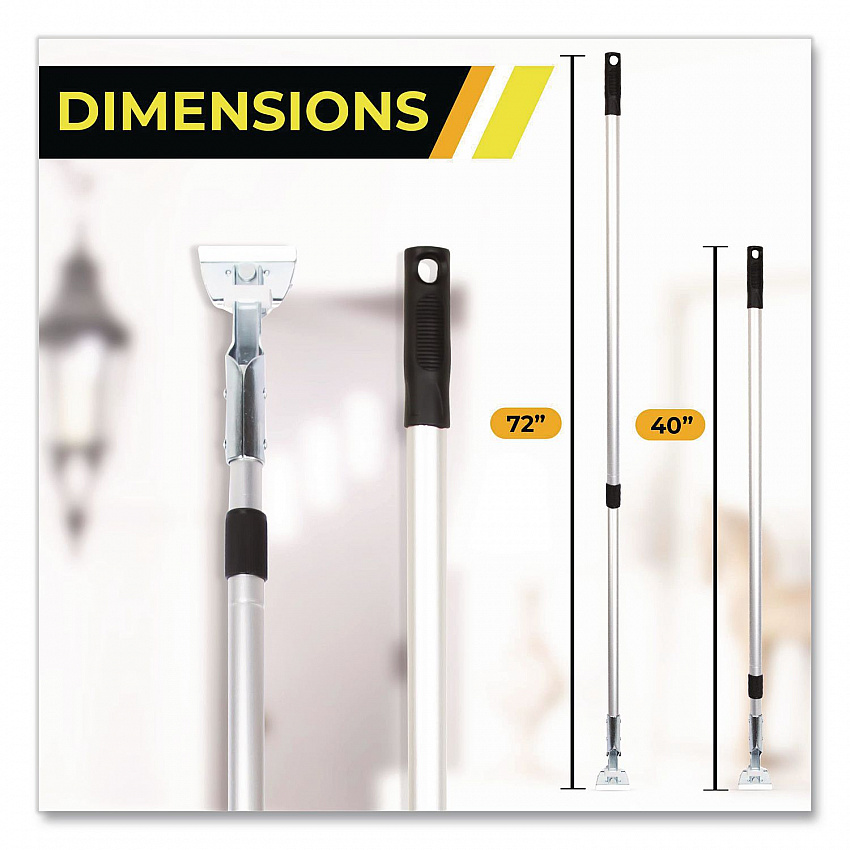 72" Aluminum Telescopic Dust Mop Handle, 1" dia x 42" to 72", Silver (GRI181)