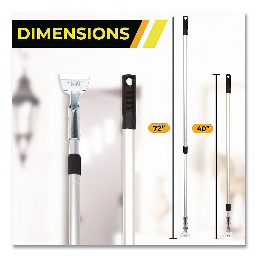 72" Aluminum Telescopic Dust Mop Handle, 1" dia x 42" to 72", Silver, 3/Pack (GRI1813PK)
