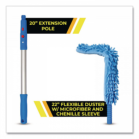 Flexible Wand Duster with Microfiber and Chenille Sleeve and 20