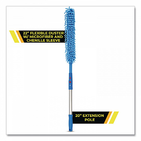 Flexible Wand Duster with Microfiber and Chenille Sleeve and 20