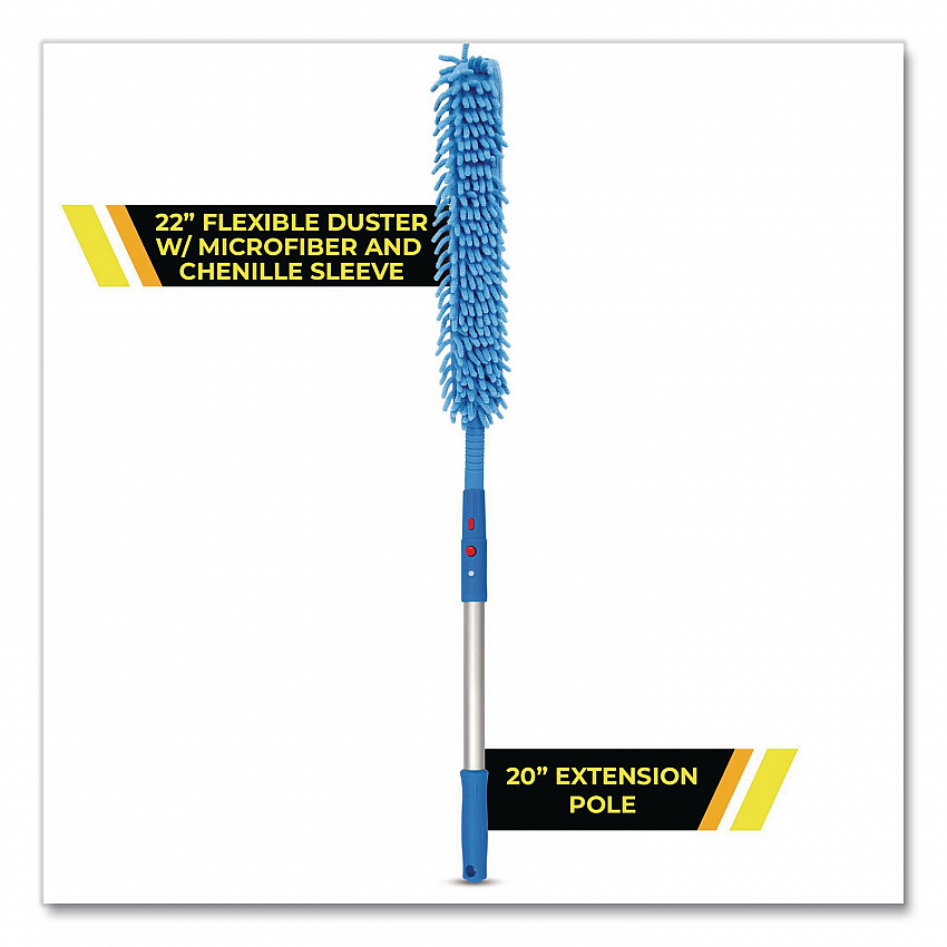 Flexible Wand Duster with Microfiber and Chenille Sleeve and 20" Pole, 2/Kit (GRI17520I2PK)