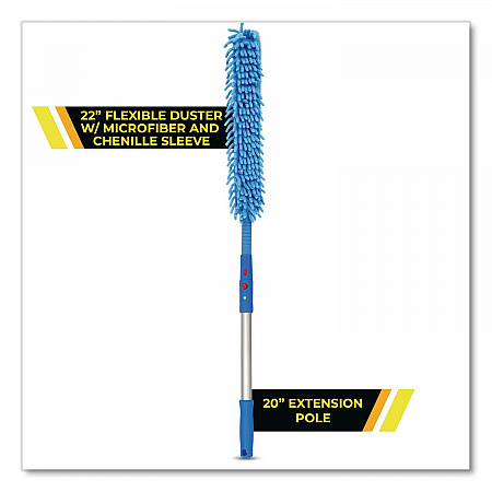 Flexible Wand Duster with Microfiber and Chenille Sleeve and 20