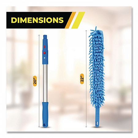 Flexible Wand Duster with Microfiber and Chenille Sleeve and 20