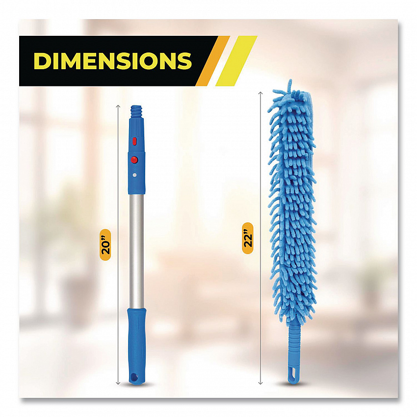 Flexible Wand Duster with Microfiber and Chenille Sleeve and 20" Pole, 3/Kit (GRI17520I3PK)