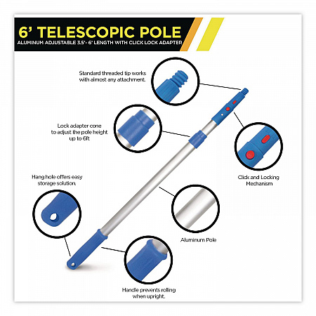 Flexible Wand Duster with Microfiber and Chenille Sleeve and 6 ft Telescopic Pole (GRI1756F)