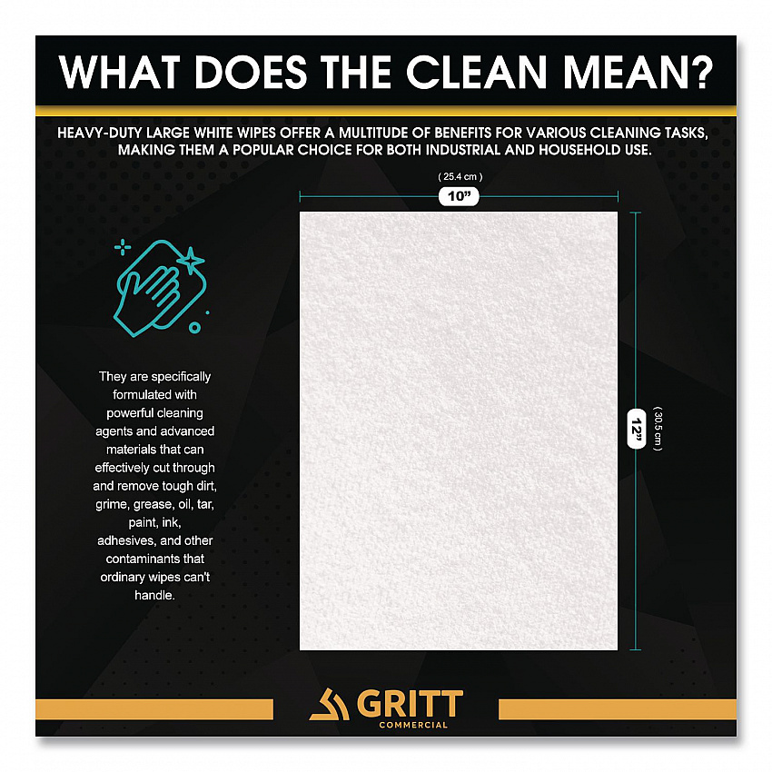 Heavy-Duty Cleaning Wipes, 10 x 12, Citrus, White, 300/Bucket (GRI6300)