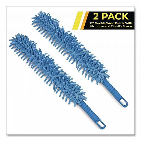 Flexible Wand Duster with Microfiber and Chenille Sleeve, 22