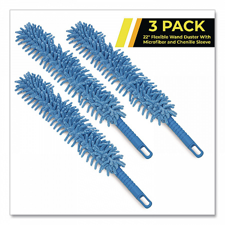 Flexible Wand Duster with Microfiber and Chenille Sleeve, 22
