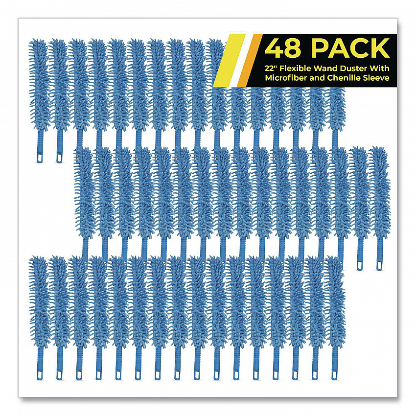 Flexible Wand Duster with Microfiber and Chenille Sleeve, 22" Length, 48/Carton (GRI17648PK)