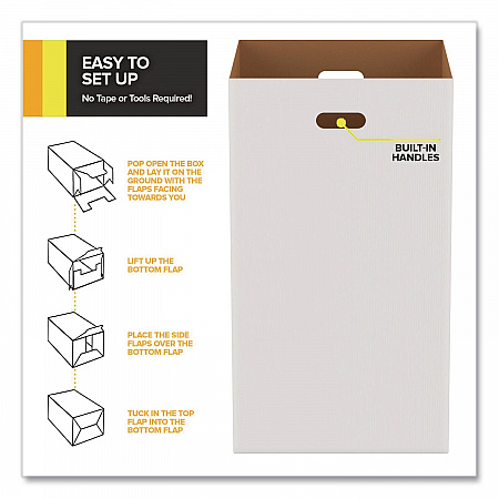 40 Gallon Corrugated Cardboard Trash Can and Recycling Container, White, 10/Carton (GRI52040G10)