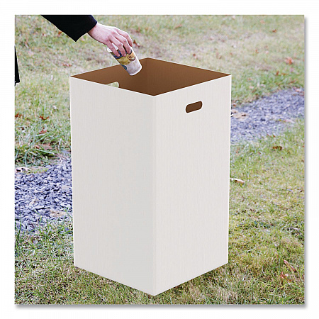 40 Gallon Corrugated Cardboard Trash Can and Recycling Container, White, 10/Carton (GRI52040G10)