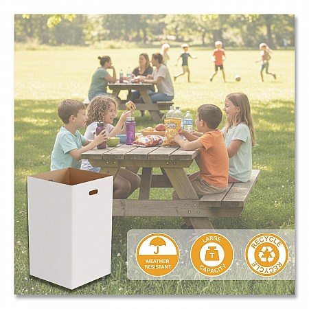 40 Gallon Corrugated Cardboard Trash Can and Recycling Container, White, 10/Carton (GRI52040G10)