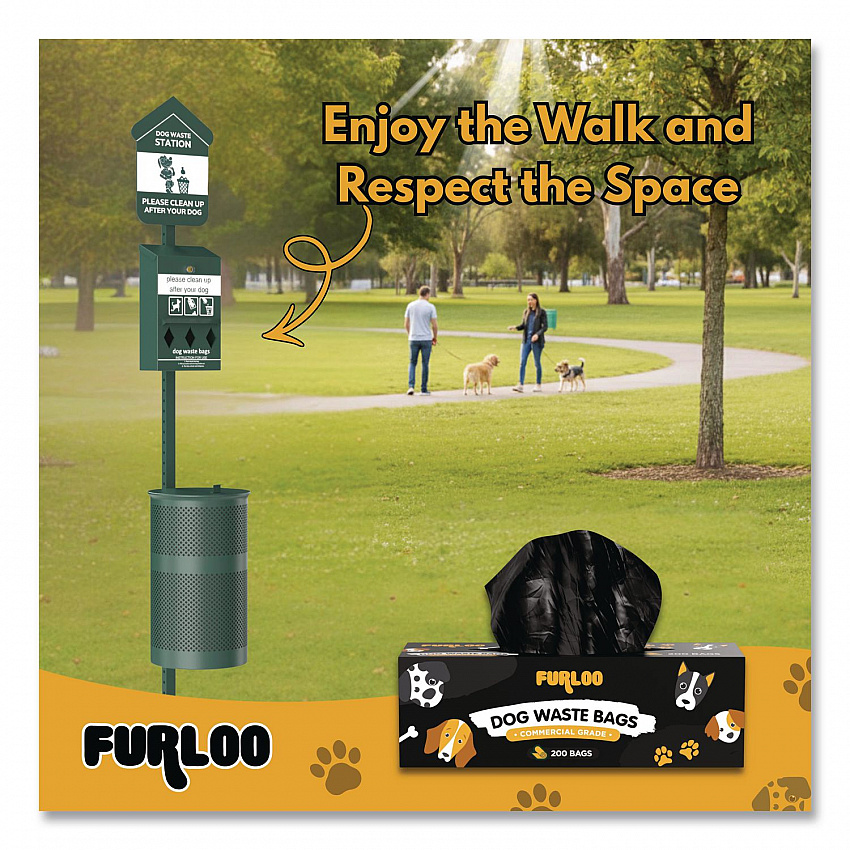Commercial Grade Dog Waste Station Refill Bags, Open-Face, 8" x 13", Black, 200 Bags/Roll, 10/Carton (FLO210)