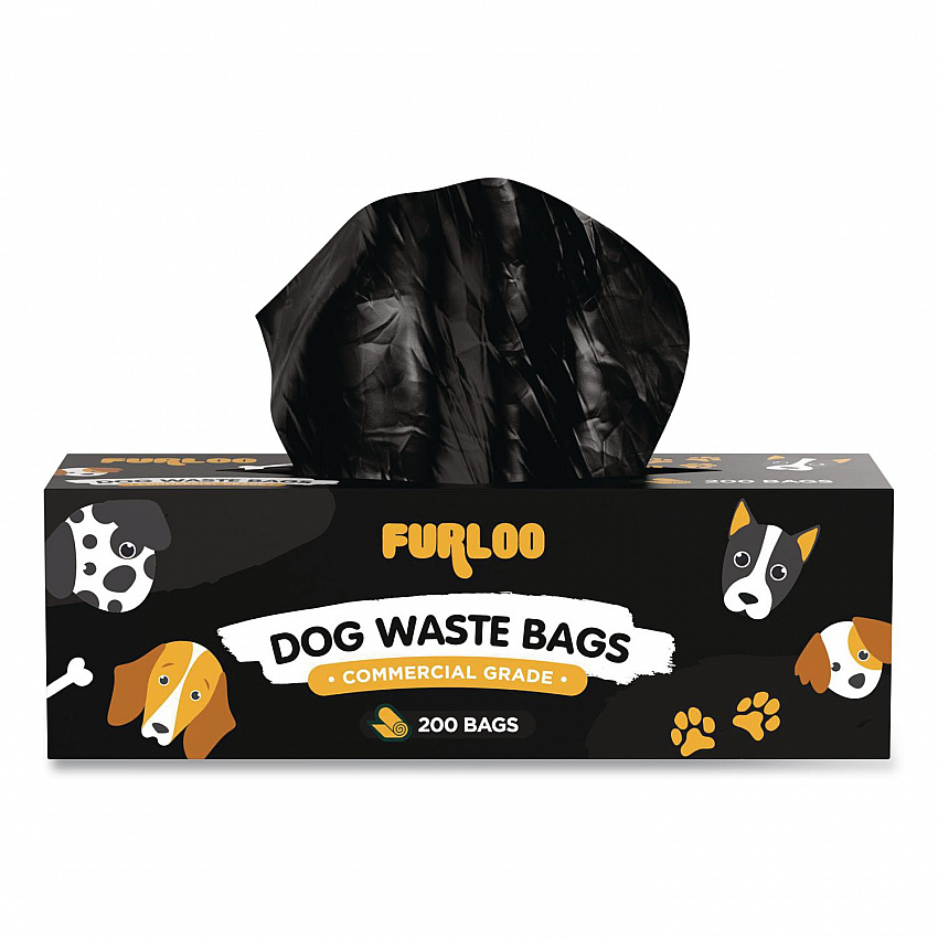 Commercial Grade Dog Waste Station Refill Bags, Open-Face, 8" x 13", Black, 200 Bags/Roll, 20/Carton (FLO220)