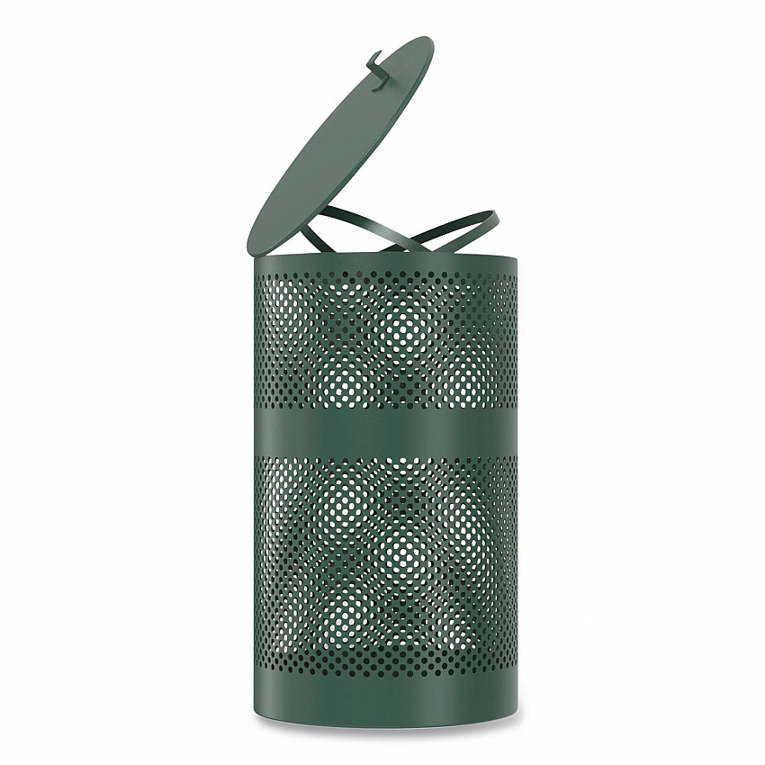 13 Gallon Heavy-Duty Outdoor Pet Waste Trash Can with Lid, Top Door, Green (FLO1TG)