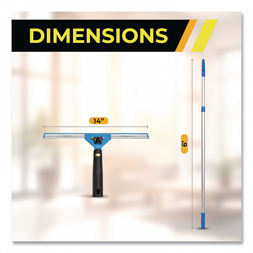 Pro Window Washing Kit with Swivel Squeegee and 6 ft Telescopic Pole, 14" Wide Blade (GRI1306F14)
