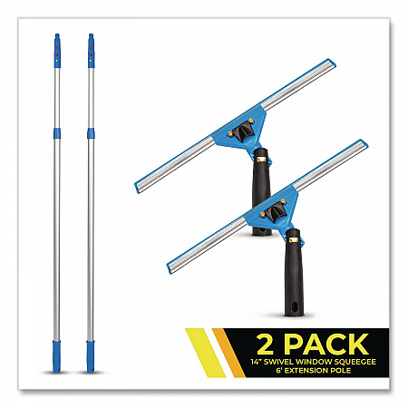 Pro Window Washing Kit with Swivel Squeegee and 6 ft Telescopic Pole, 14