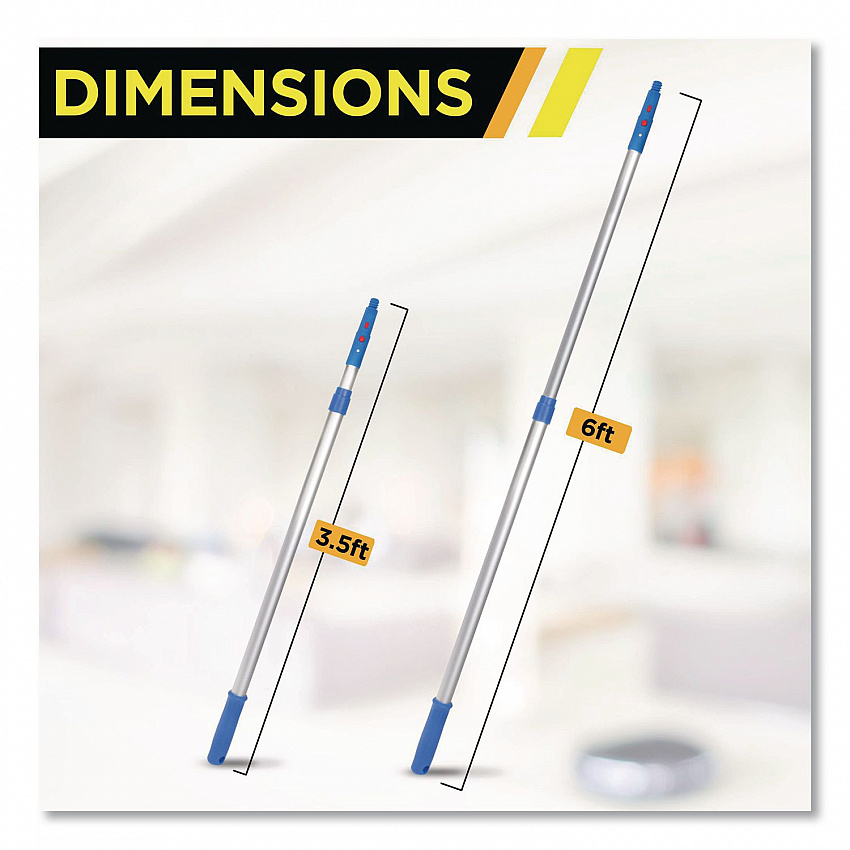 Pro Window Washing Kit with Swivel Squeegee and 6 ft Telescopic Pole, 14" Wide Blade, 3/Kit (GRI1306F143P)