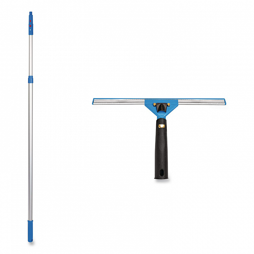 Pro Window Washing Kit with Swivel Squeegee and 6 ft Telescopic Pole, 14" Wide Blade, 3/Kit (GRI1306F143P)