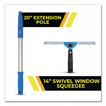 Pro Window Washing Kit with Swivel Window Squeegee and 20