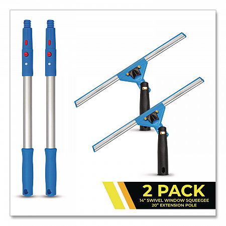 Pro Window Washing Kit with Swivel Window Squeegee and 20