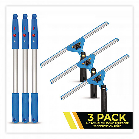 Pro Window Washing Kit with Swivel Window Squeegee and 20