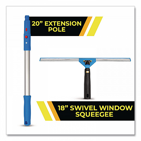 Pro Window Washing Kit with Swivel Window Squeegee and 20