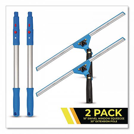 Pro Window Washing Kit with Swivel Window Squeegee and 20