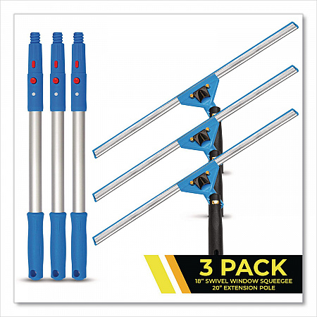Pro Window Washing Kit with Swivel Window Squeegee and 20