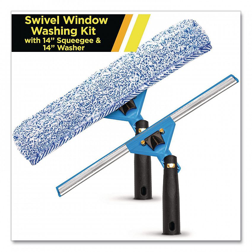 Swivel Window Washing Kit with Squeegee and Washer, 14" Wide (GRI136)