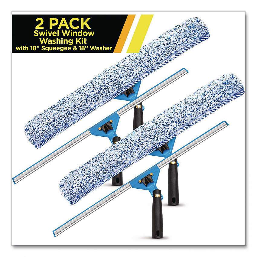 Swivel Window Washing Kit with Squeegee and Washer, 18" Wide, 2/Kit (GRI136182PK)