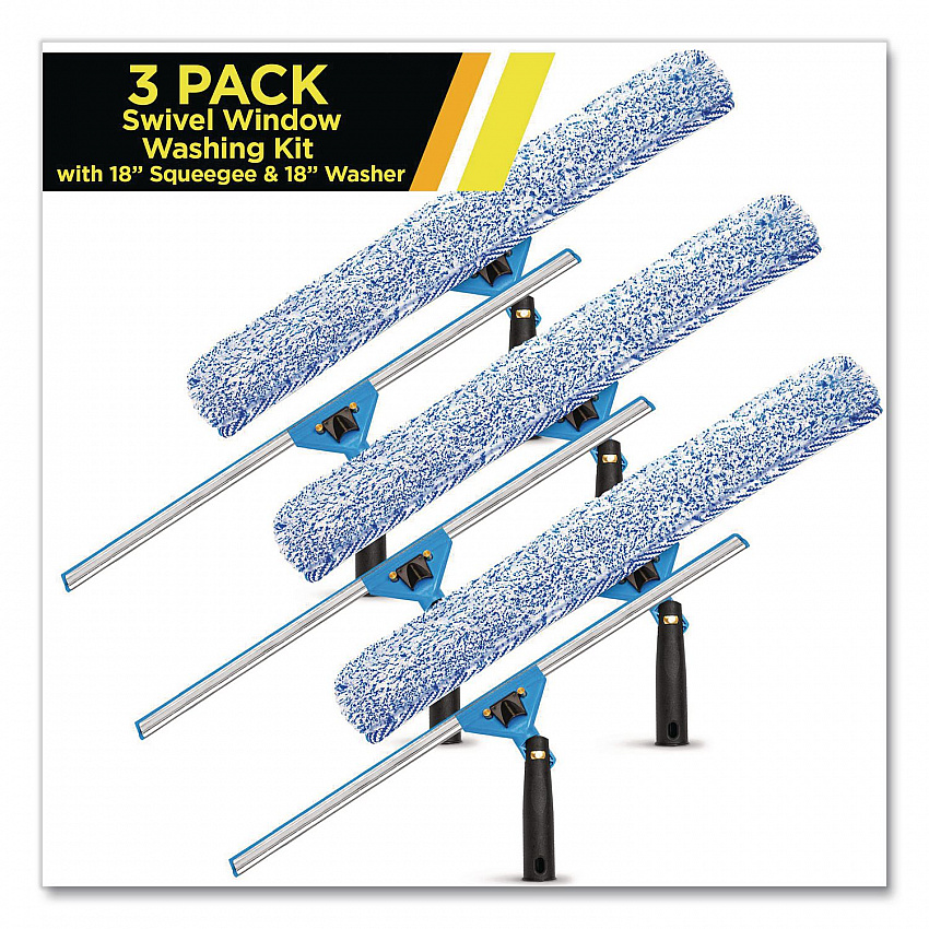 Swivel Window Washing Kit with Squeegee and Washer, 18" Wide, 3/Kit (GRI136183PK)