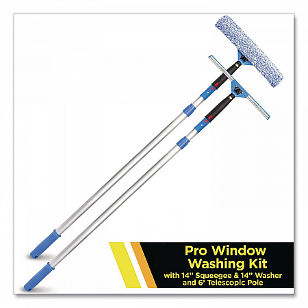 Pro Window Washing Kit with Squeegee, Washer and 6 ft Telescopic Pole, 14