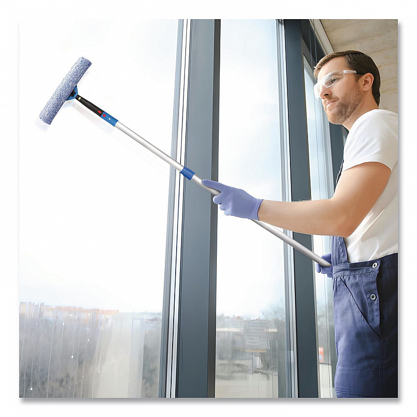 Pro Window Washing Kit with Squeegee, Washer and 6 ft Telescopic Pole, 14" Wide (GRI1376F14)