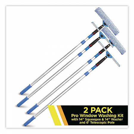 Pro Window Washing Kit with Squeegee, Washer and 6 ft Telescopic Pole, 14