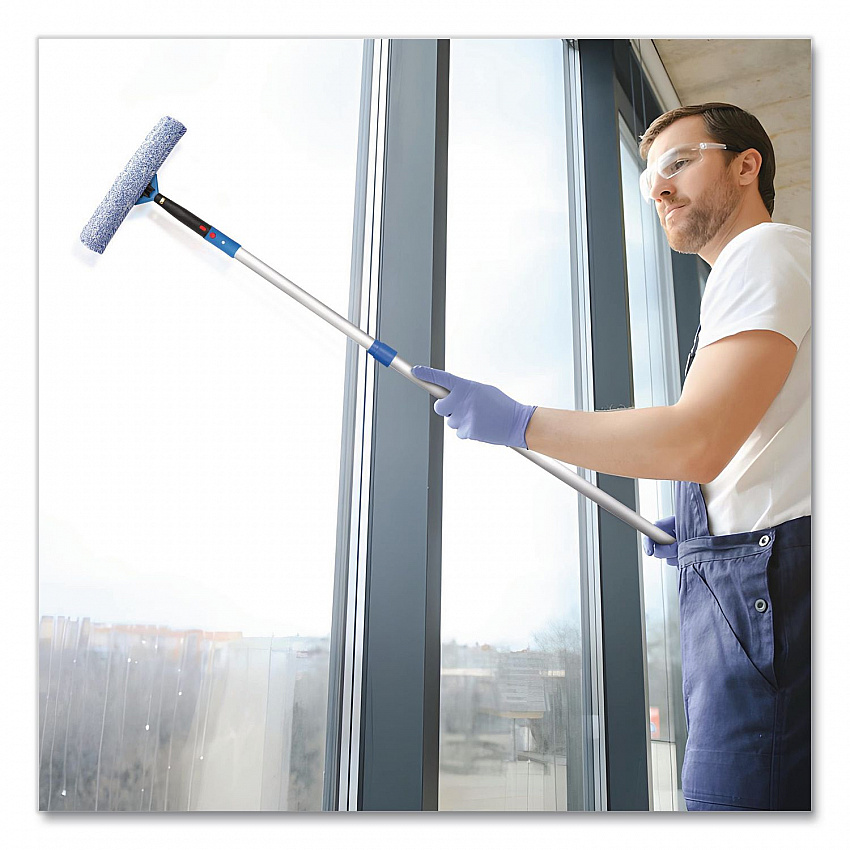 Pro Window Washing Kit with Squeegee, Washer and 6 ft Telescopic Pole, 14" Wide, 2/Kit (GRI1376F142P)